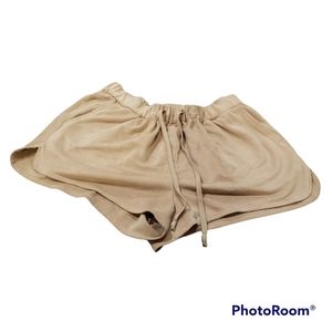 Tan suede lounge shorts, S